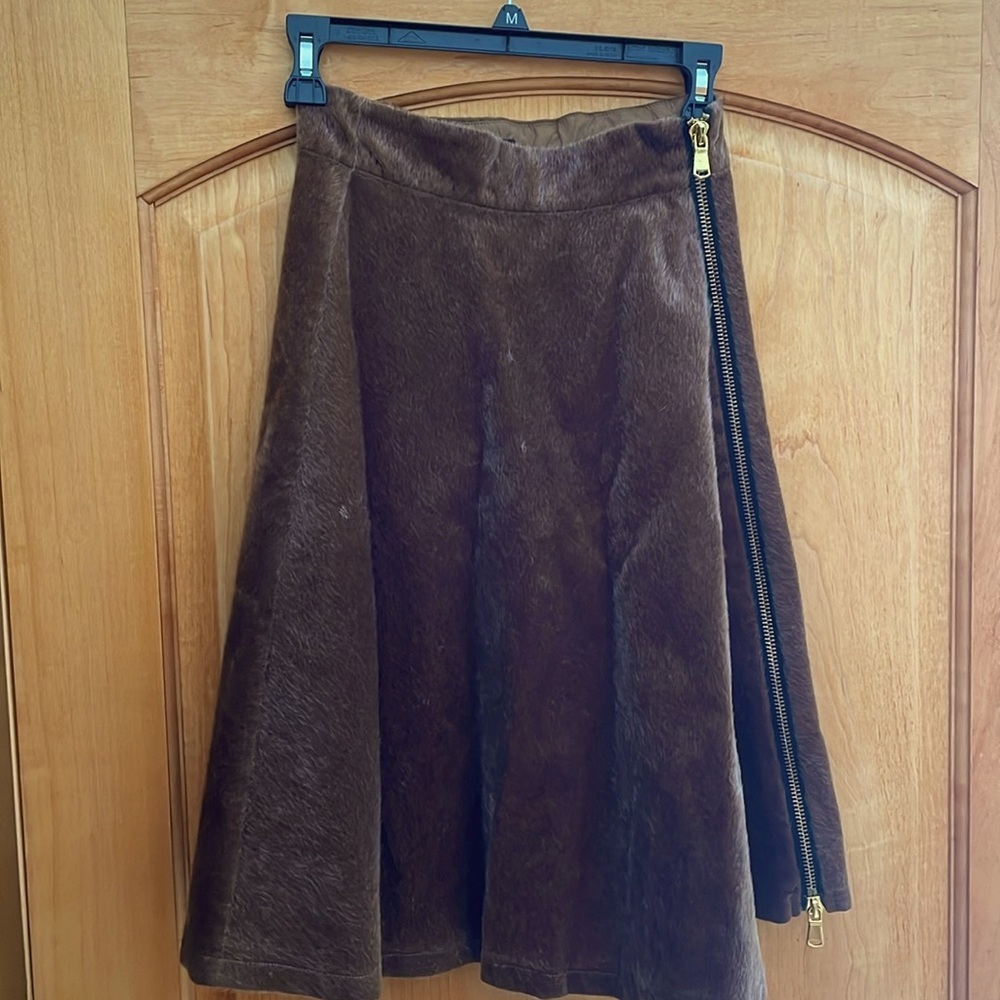 Faux Fur A Line Side Zipper Waist Adjustable Brown Skirt Girls Tikie Event 14